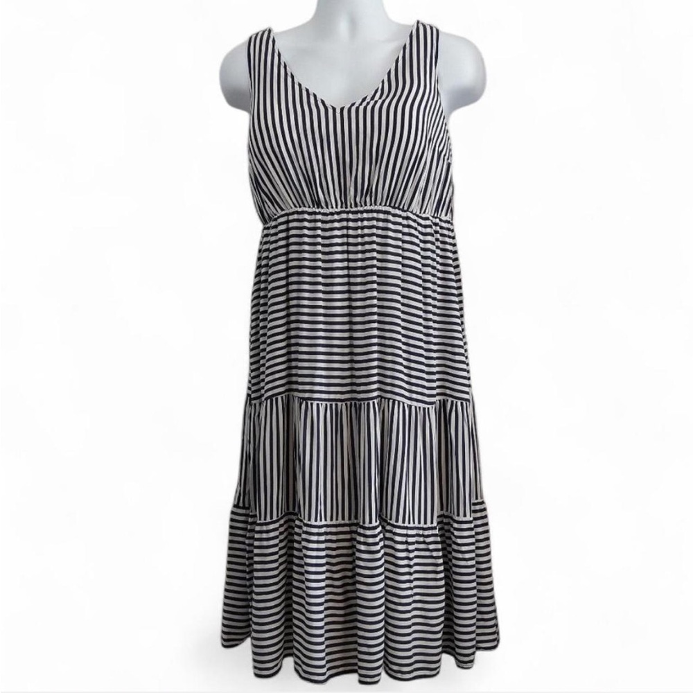 Torrid Navy Striped Tiered
Midi Dress‎ Plus Size 2X Nautical
Cruising  Sundress
